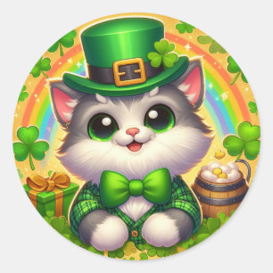 Cute cat/kitten Saint Patrick's Day  Classic Round Sticker