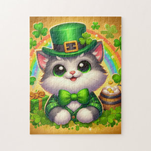 Cute cat/kitten Saint Patrick's Day Jigsaw Puzzle