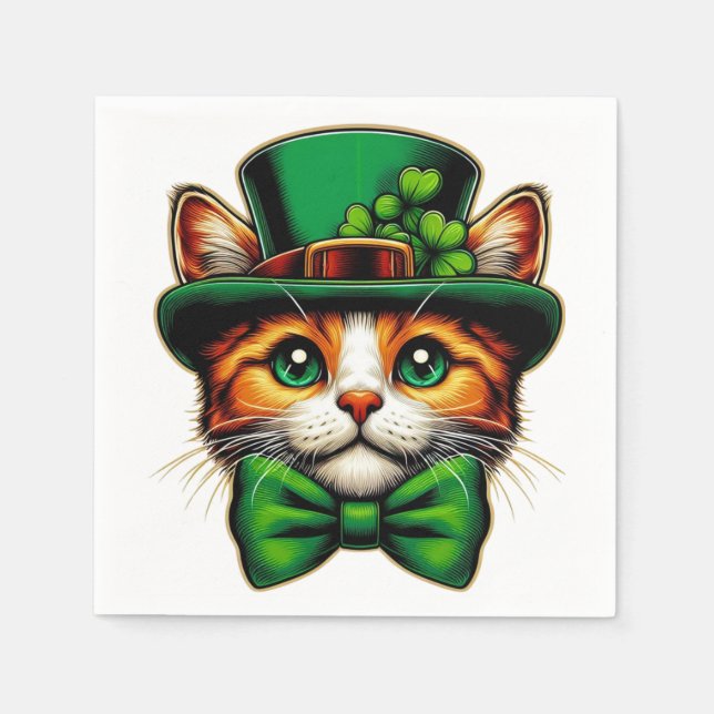 Cute cat/kitten Saint Patrick's Day  Napkin (Front)