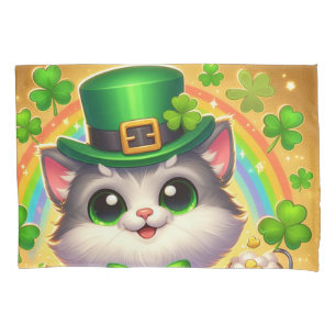 Cute cat/kitten Saint Patrick's Day  Pillowcase