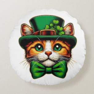 Cute cat/kitten Saint Patrick's Day  Round Cushion