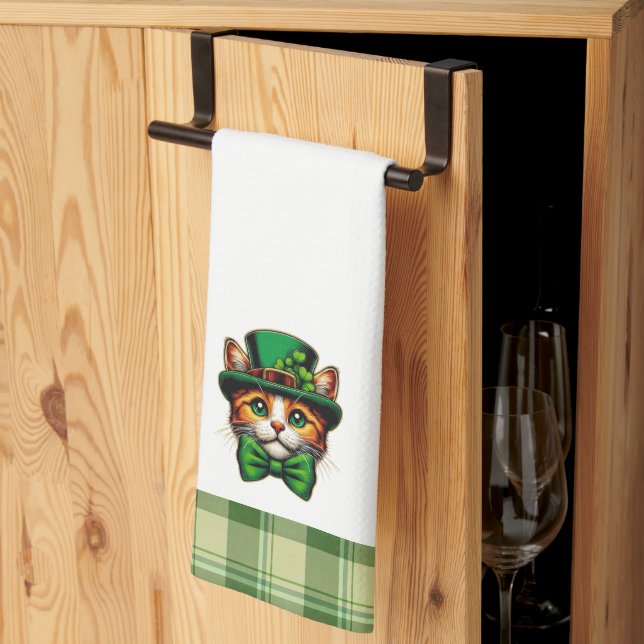 Cute cat/kitten Saint Patrick's Day  Tea Towel (Thirds Fold)