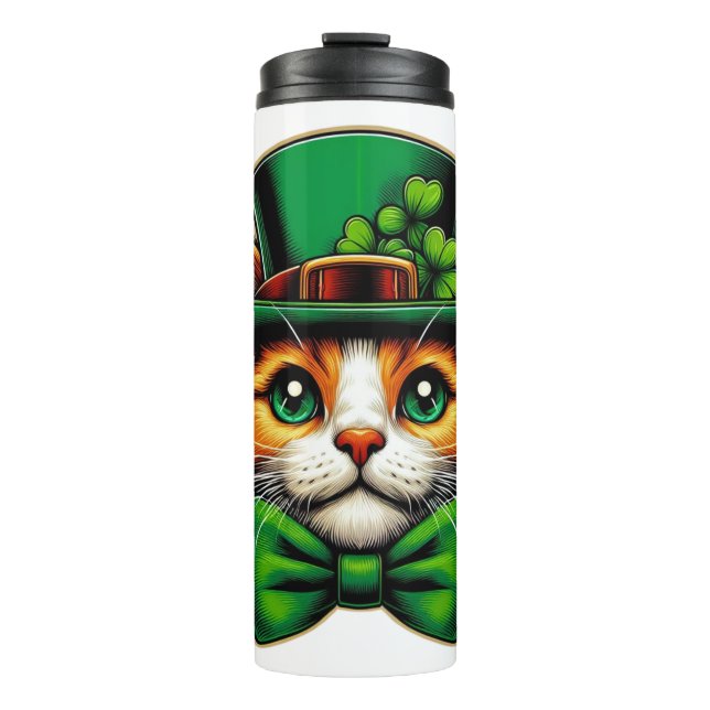 Cute cat/kitten Saint Patrick's Day  Thermal Tumbler (Front)