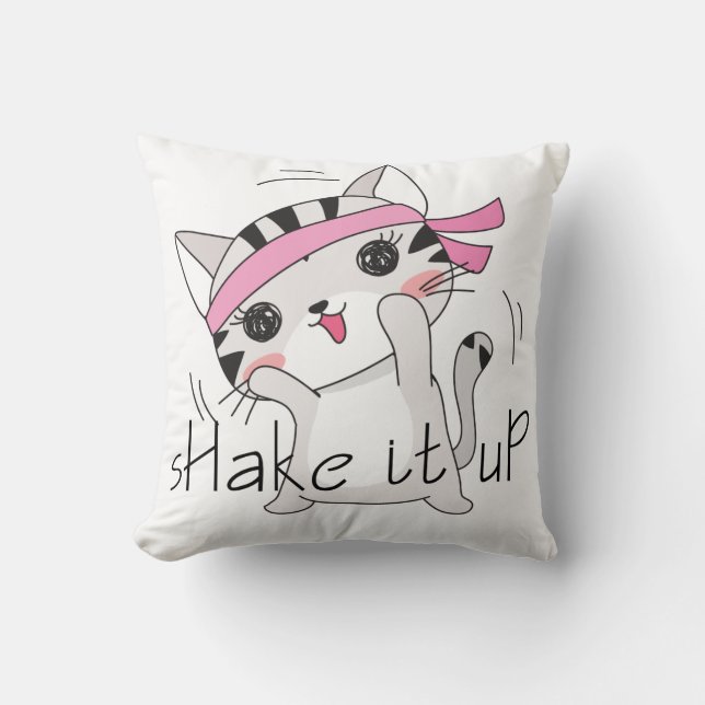 Cute Cat Kitten Working Out Exercise Gym Pillow (Front)