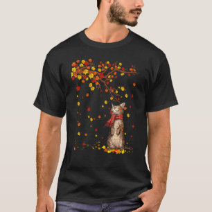 Cute Cat Kitty Autumn Fall Leaves Cat Men Women T-Shirt