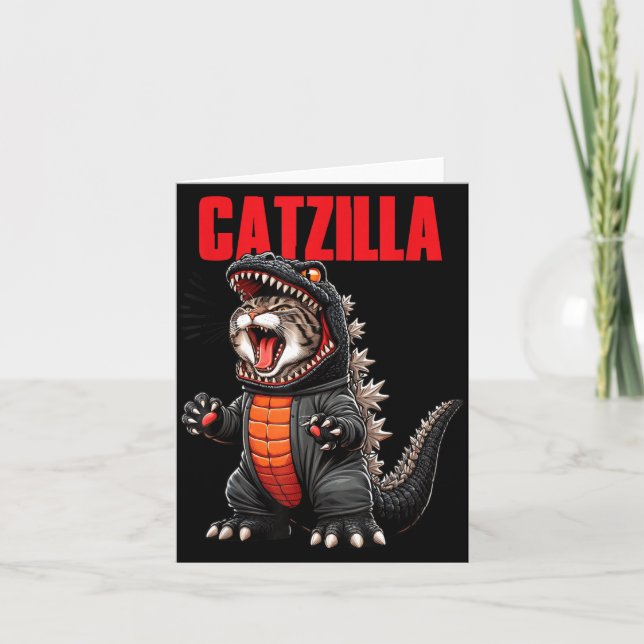 Cute Cat Kitty Catzilla for Cat Moms Cat Dads Pet Card (Front)