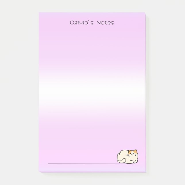 Cute cat kitty colourful gradient Personalised nam Post-it Notes (Front)