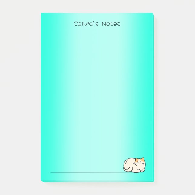 Cute cat kitty colourful gradient Personalised nam Post-it Notes (Front)