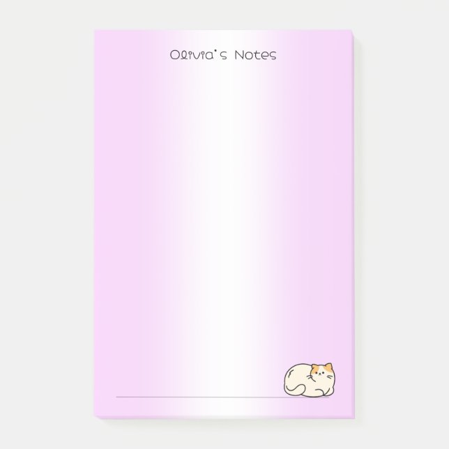 Cute cat kitty colourful gradient Personalised nam Post-it Notes (Front)