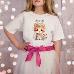 Cute Cat Kitty Kitten Cat With Flower Cat lover T-Shirt