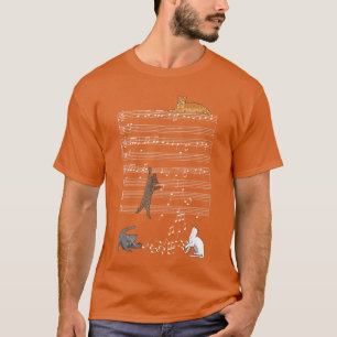 Cute Cat Kitty Playing Music Clef Piano Musician A T-Shirt