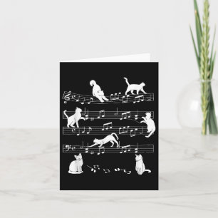 Cute Cat Kitty Playing Music Note Clef Musician Ar Card