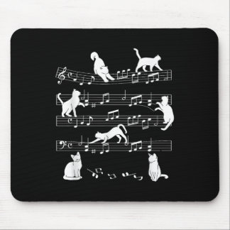 Cute Cat Kitty Playing Music Note Clef Musician Ar Mouse Pad