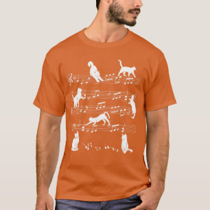 Cute Cat Kitty Playing Music Note Clef Musician Ar T-Shirt