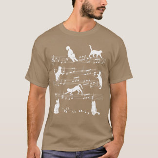 Cute Cat Kitty Playing Music Note Clef Musician Ar T-Shirt