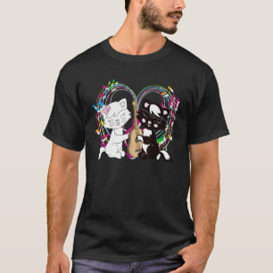 Cute Cat Kitty Playing Music Note Clef Musician Ar T-Shirt