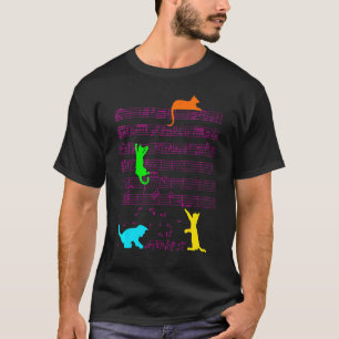 Cute Cat Kitty Playing Music Note Clef Musician T-Shirt