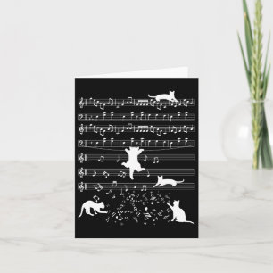 Cute Cat Kitty Playing Music Note Clef Piano Music Card