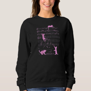 Cute Cat Kitty Playing Music Note Pink Clef Musici Sweatshirt