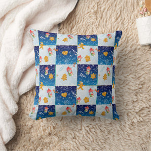 Cute Cat kitty Santa Gingerbread Xmas tree Pattern Cushion