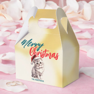 Cute Cat kitty Santa Xmas Sweet Merry Christmas Favour Box