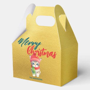 Cute Cat kitty Santa Xmas Sweet Merry Christmas Favour Box