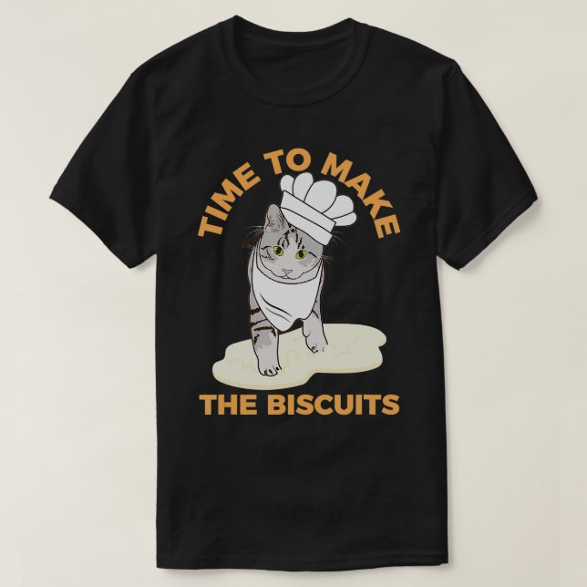 Cute Cat Kneading Biscuits Making Stretching Knead T-Shirt (Design Front)