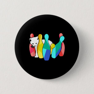 Cute Cat Knocking Over Bowling Pins Kitty