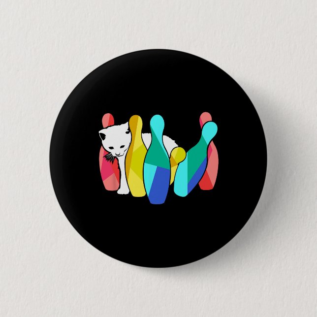 Cute Cat Knocking Over Bowling Pins Kitty  (Front)