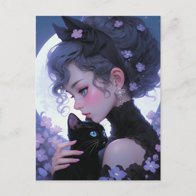 Cute Cat Lady Postcard (Front)
