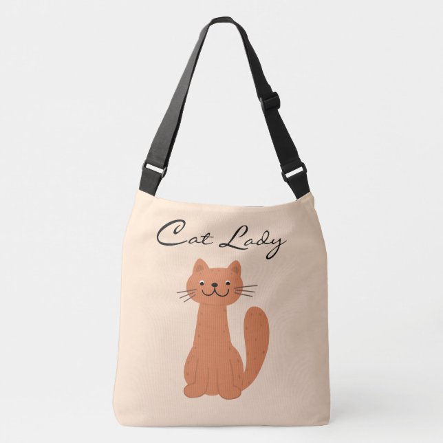 Cute Cat Lady Typography Simple Crossbody Bag (Front)