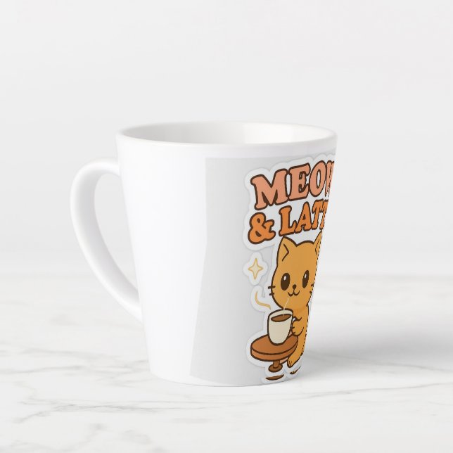 Cute Cat Latte Mug, Small Coffee Cup (Left Angle)