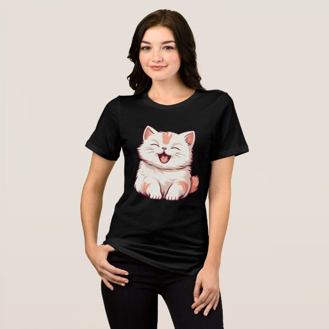 Cute Cat- Laugh Often  Tri-Blend Shirt (Front Full)