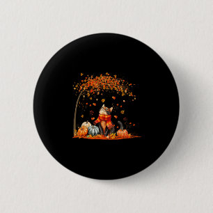 Cute Cat Leaf Fall Autumn Shirt For Cat Lovers 6 Cm Round Badge