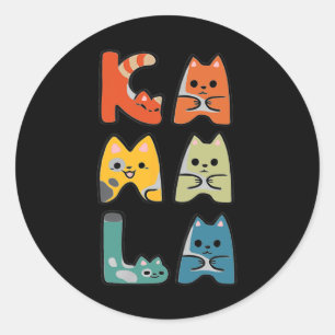 Cute Cat Lettering Positive Classic Round Sticker