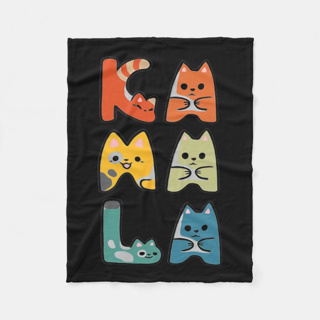 Cute Cat Lettering Positive  Fleece Blanket (Front)