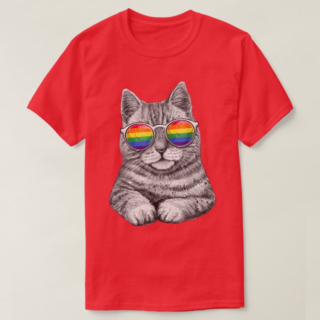 Cute Cat LGBT Gay Rainbow Pride Flag Boys Men Girl T-Shirt (Design Front)