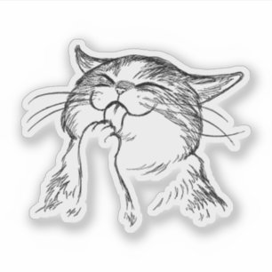 Cute Cat Licking Its Paw Adorable Kawaii Kitty