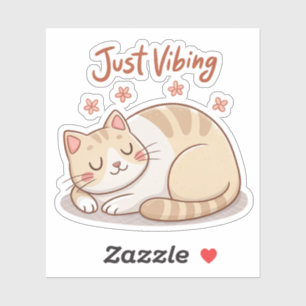 Cute Cat Loaf Sticker   Just Vibing Cosy Cat Decal