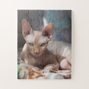 Cute Cat Lounging with no Fur Jigsaw Puzzle