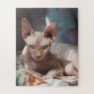 Cute Cat Lounging with no Fur Jigsaw Puzzle