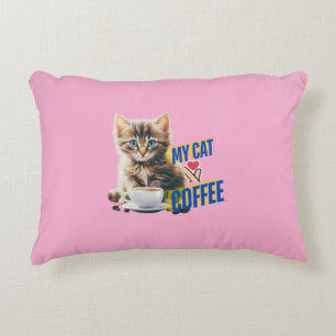 Cute cat love coffee decorative cushion