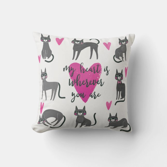Cute cat: love lettering illustration. cushion (Front)
