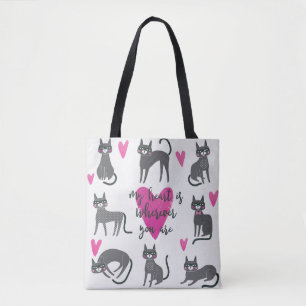 Cute cat: love lettering illustration. tote bag