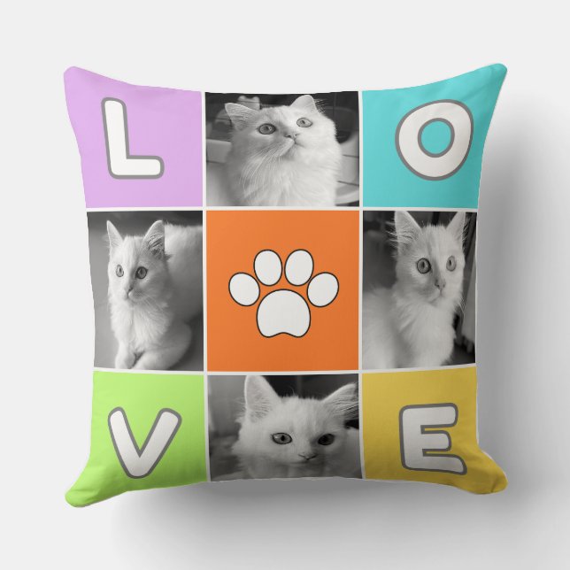 Cute Cat Love Printed Cushion Cover (Back)