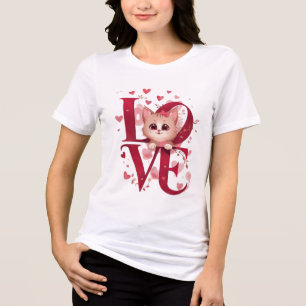 Cute Cat LOVE Valentine’s Day Gift Tri-Blend Shirt