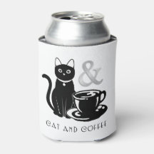 Cute Cat Lover Coffee Lover Black and White