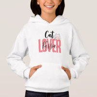 Cute Cat Lover Custom Name Girl's Pullover Hoodie