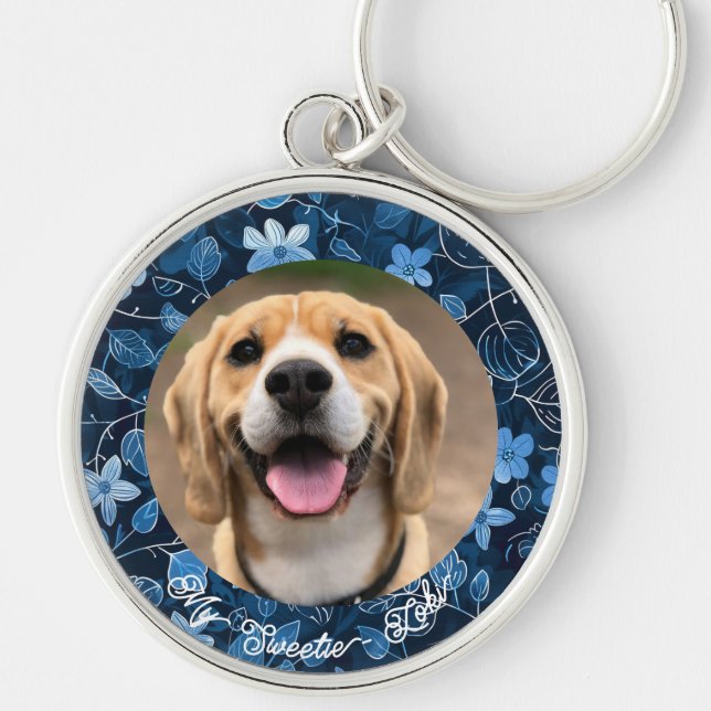 Cute Cat Lover Dog Lover Photo Keepsake Keychain (Front)