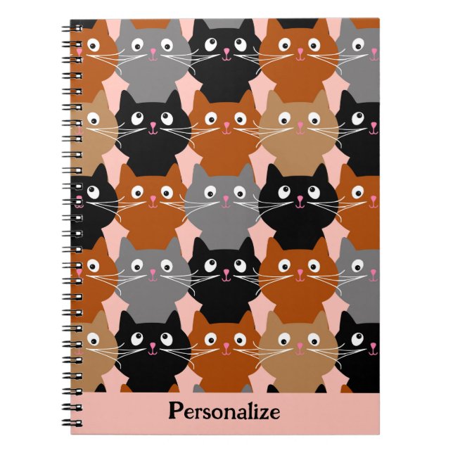 Cute Cat Lover Feline Kittens Personalise Notebook (Front)